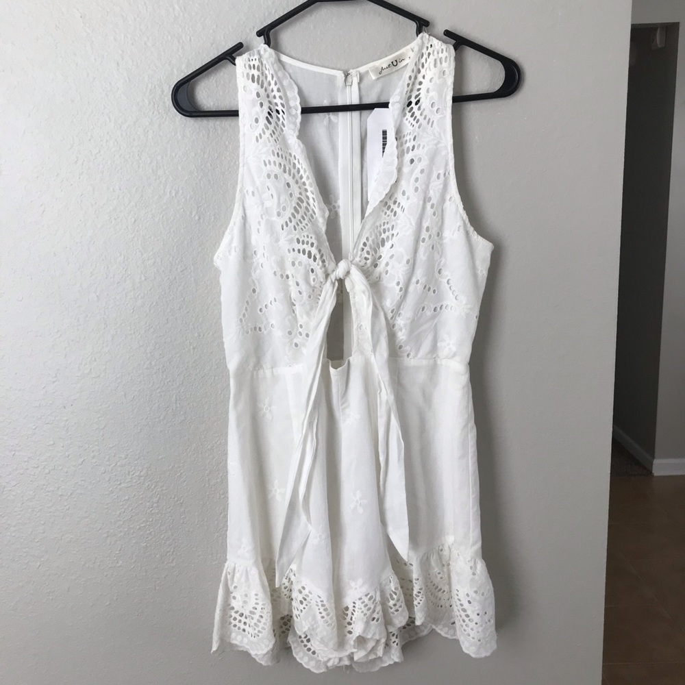 Just U In White Scalloped Romper